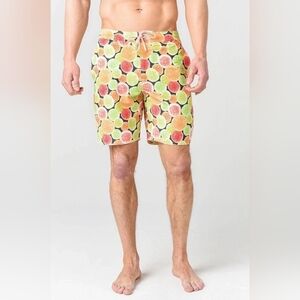 Johnnie-O Size X-Large Bridgetown Lemonade Board Short Swim Trunks $89 Orange